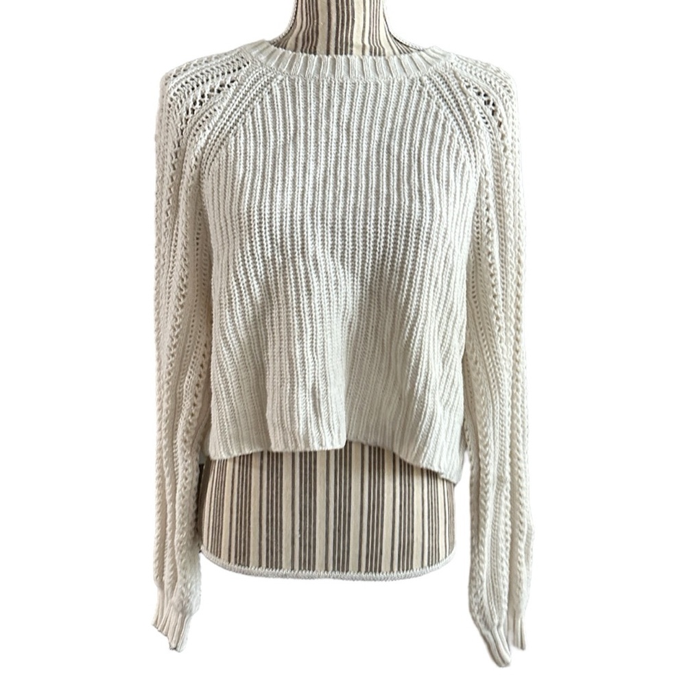 American Eagle Outfitters Cream Ribbed Crew Neck Sweater